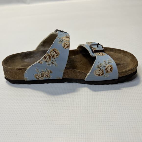 BIRKIS By Birkenstock Michele Slide Sandals Blue Floral Size Womens EU 37 L6 M4 - Picture 4 of 13